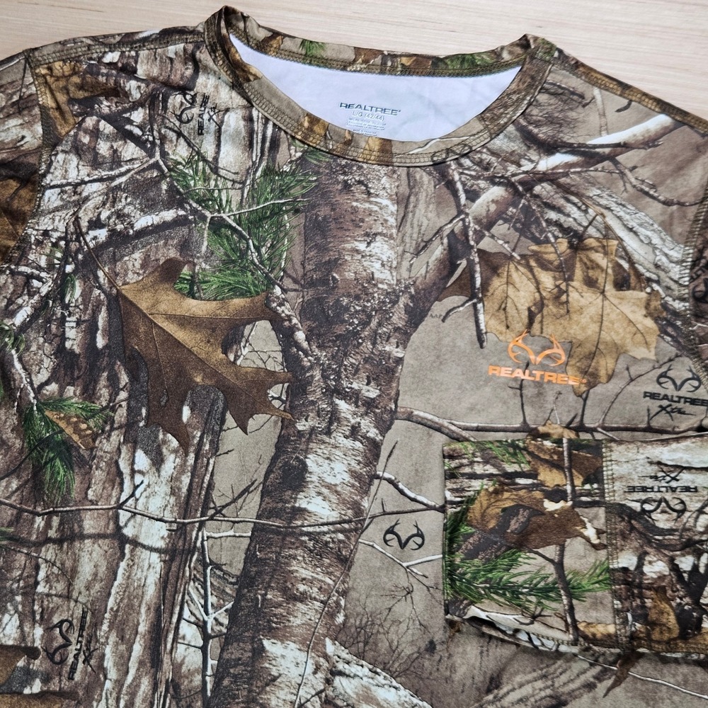 Realtree Long Sleeve Shirt Mens L‎ Brown Camo Xtra Performance Hunting Tee